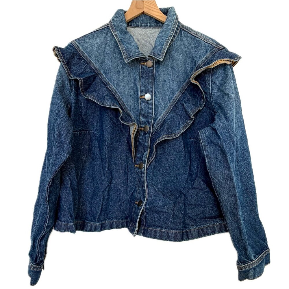 torrid Dark Blue Denim Ruffle Jean Jacket